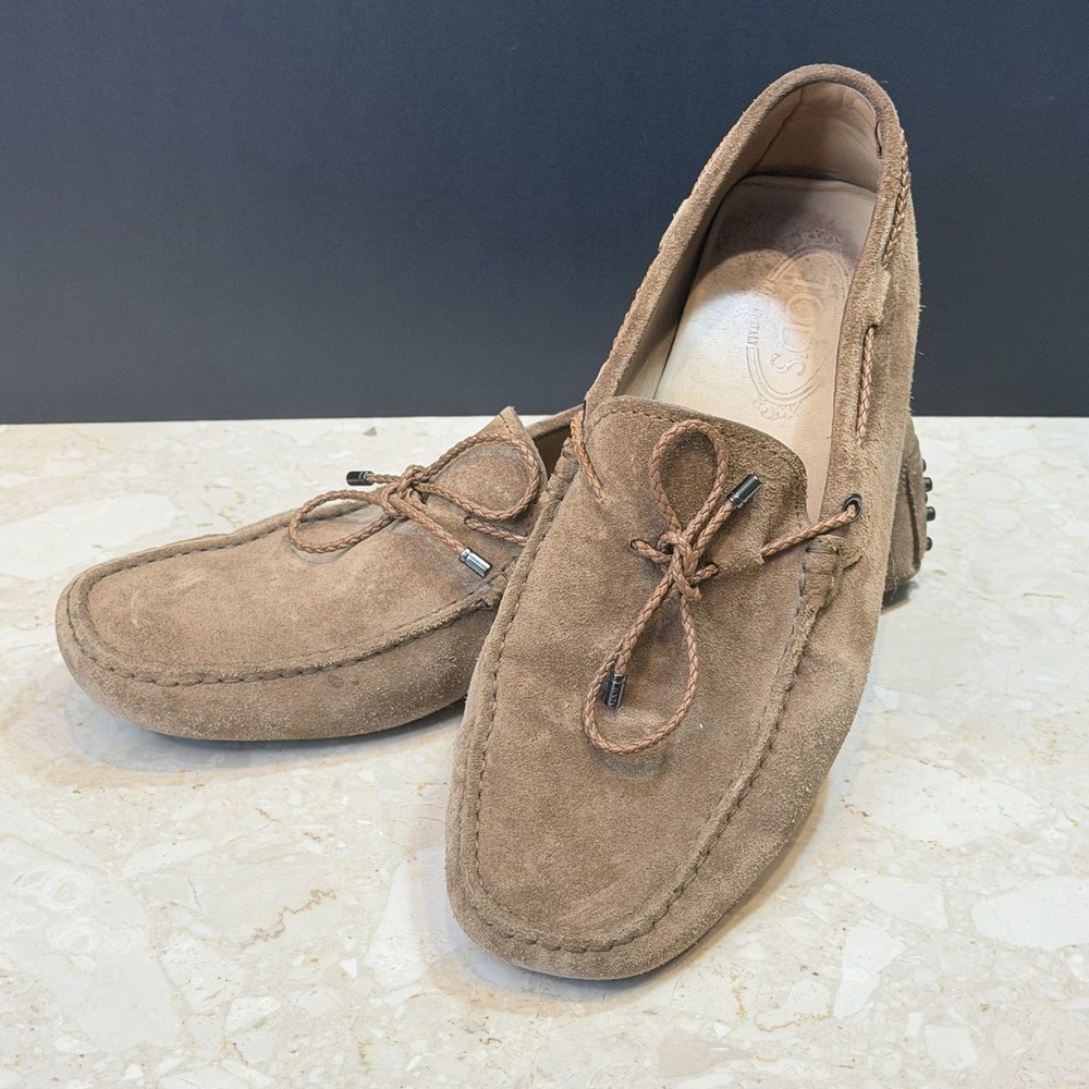 Tod`s Mens Brown Suede Leather GOMMINO Loafers Driving Moccasins Size 8.5